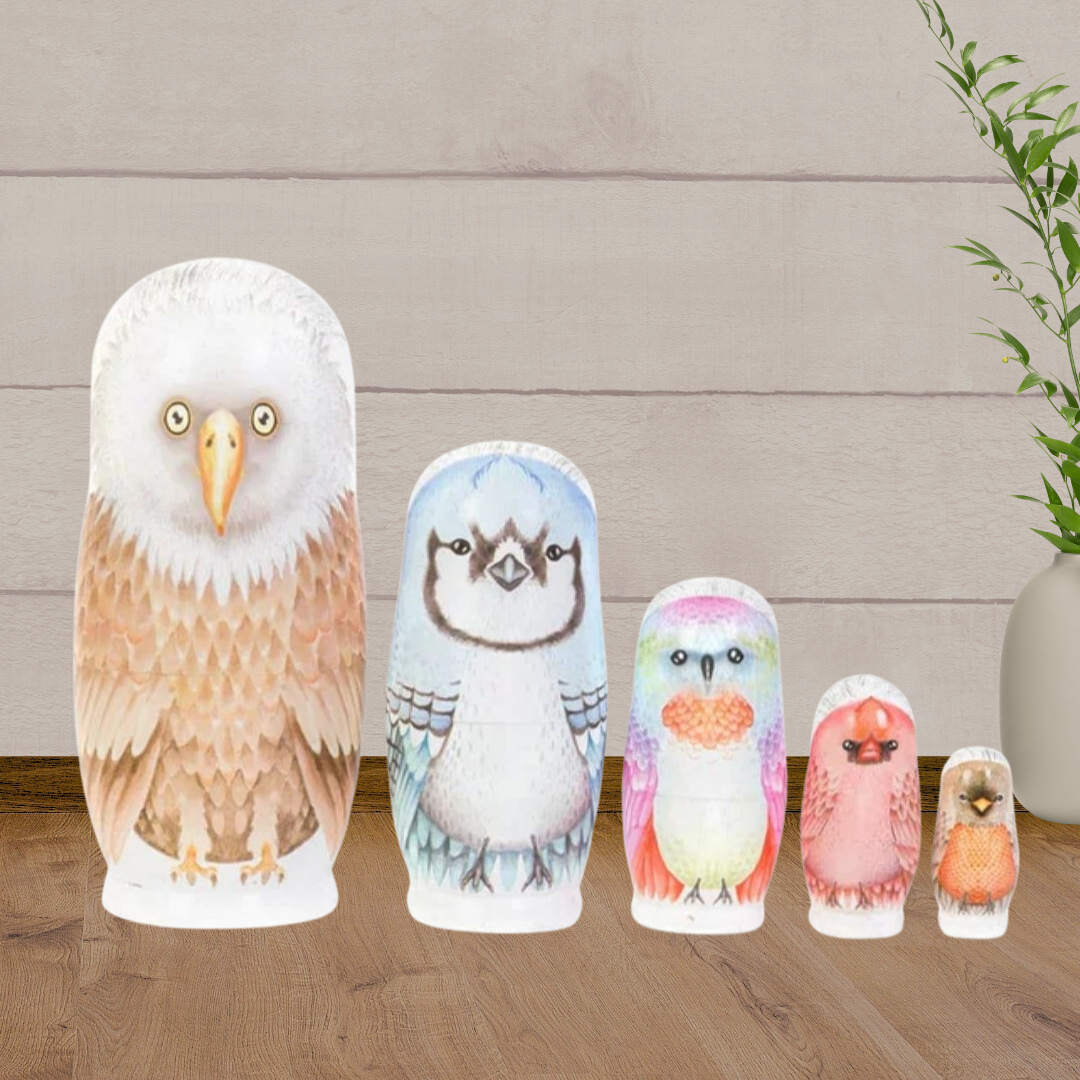 Marmalade Lion Babushka Nesting Dolls - American Bird - Baby Gifts Australia