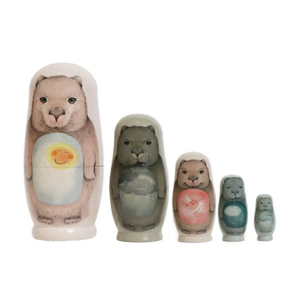 Marmalade Lion Babushka Nesting Dolls - The Wisdom of Wombats