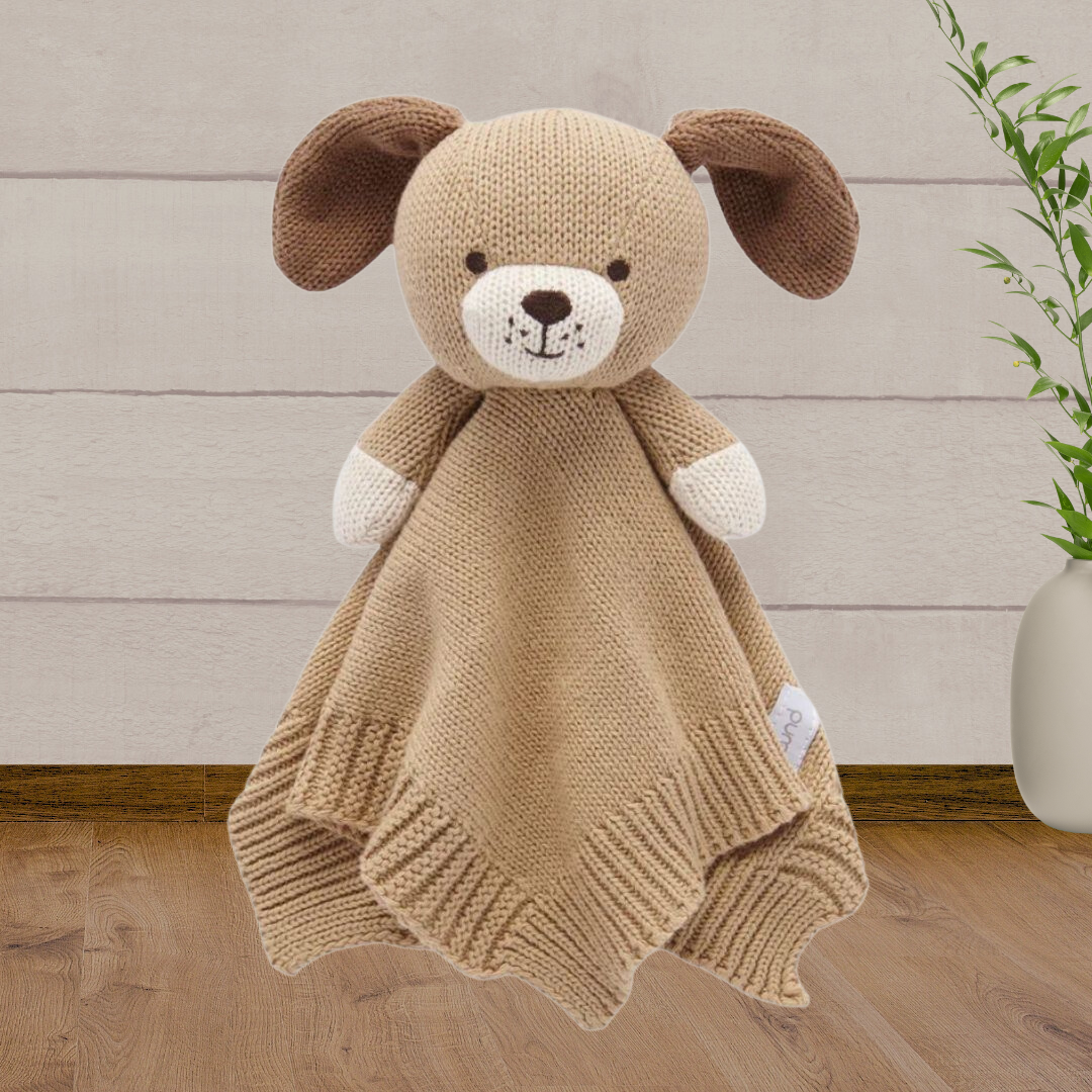 Pure Baby Knitted Dog Comforter - Baby Gifts Australia