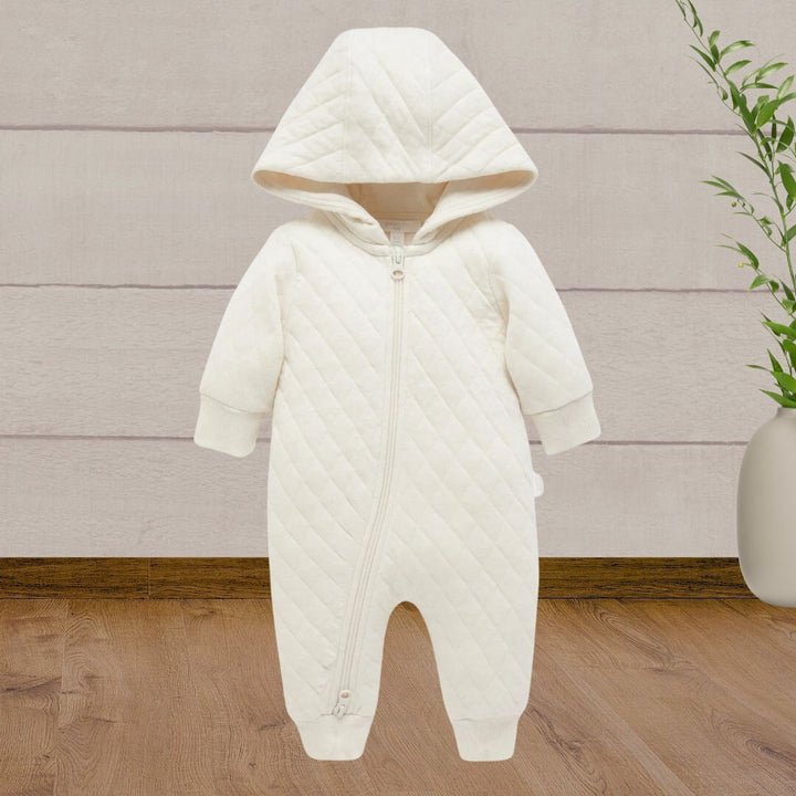 Pure Baby Quilted Growsuit Pale Cream - Baby Gifts Australia