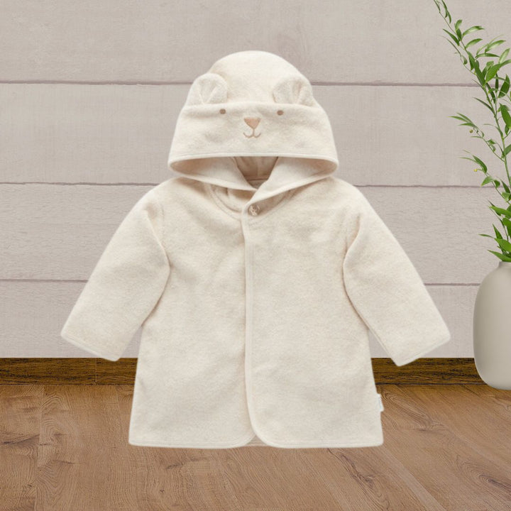 Pure Baby Wheat Melange Bear Hooded Batherobe - Baby Gifts Australia