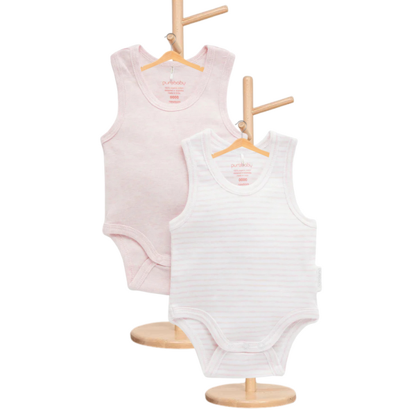 Pure Baby Basics Pink Rib Short Sleeve Bodysuit