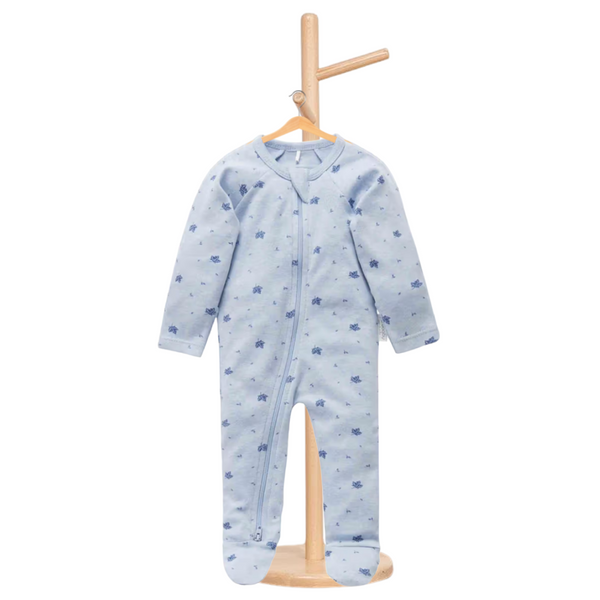 Pure Baby Essentials Pale Blue Leaf Zip Growsuit