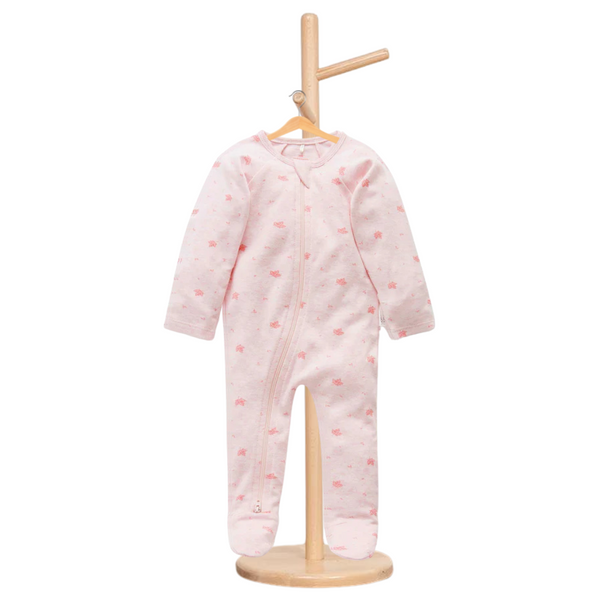 Pure Baby Essentials Pale Pink Leaf Zip Growsuit