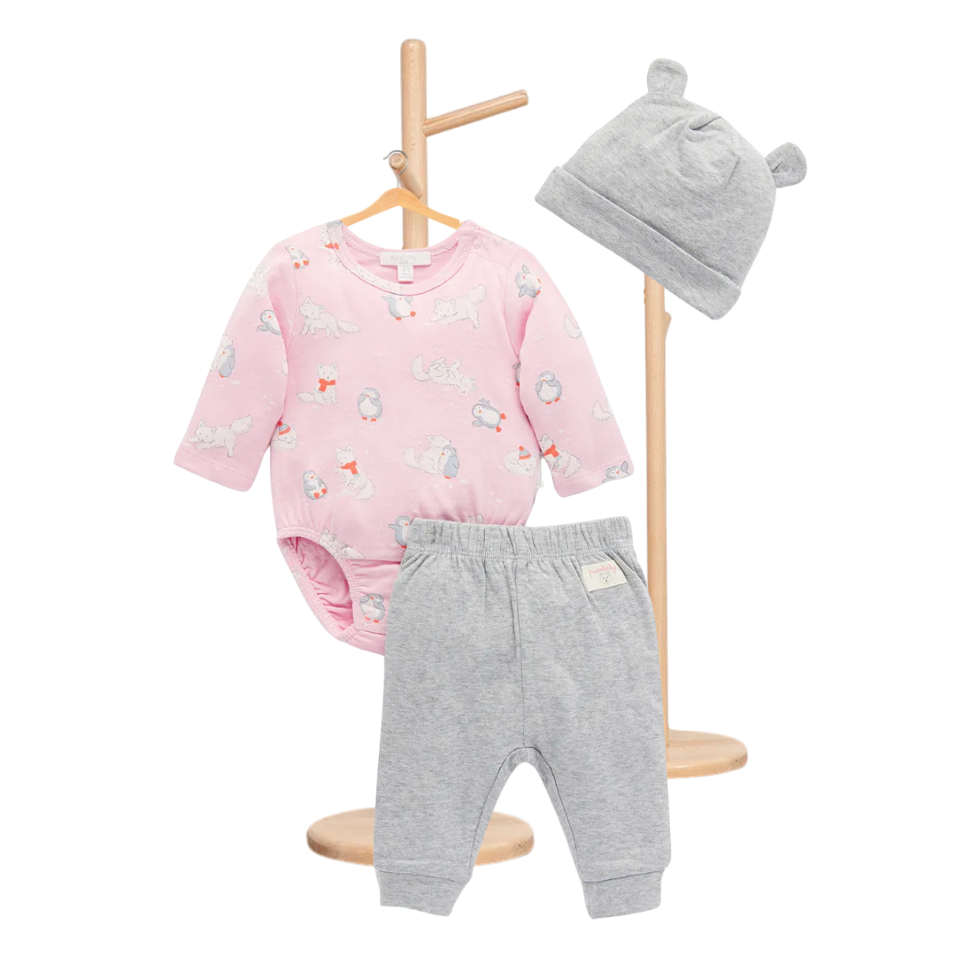 Pure Baby Frolicking Pink Foxes Gift Set 3pc