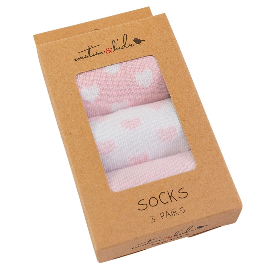 Emotion & Kids Pink Hearts Socks 3 Pack