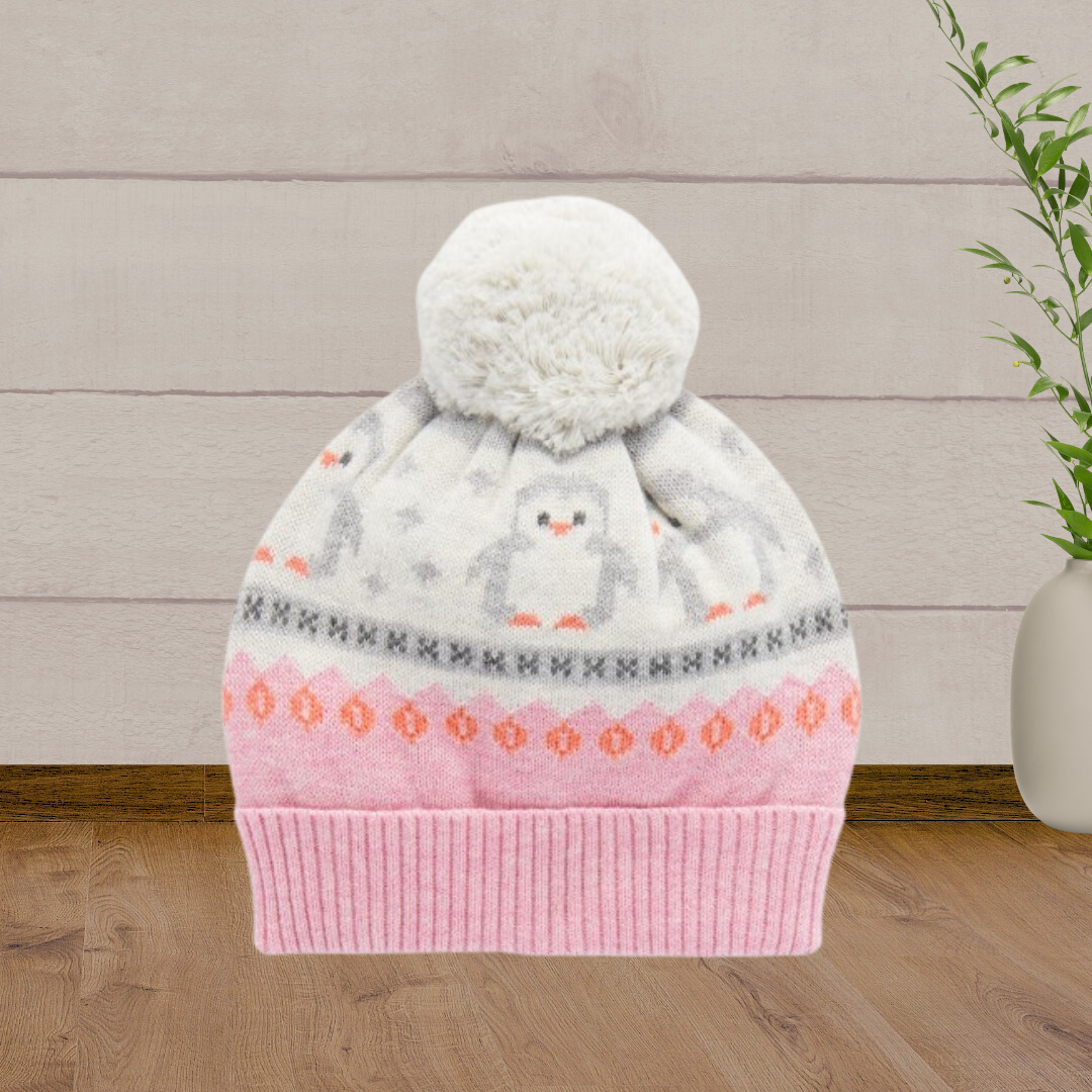 Pure Baby Penguin Fair Isle Knit Beanie - Baby Gifts Australia