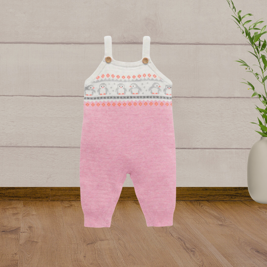 Pure Baby Penguin Knitted Overalls - Baby Gifts Australia