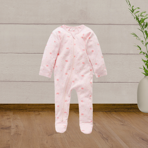 Pure Baby Pink Leaf Baby Growsuit - Baby Gifts Australia