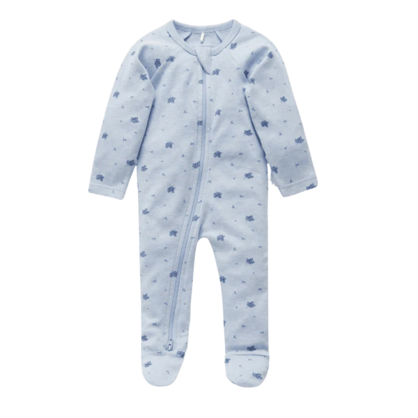 Pure Baby Blue Leaf Baby Growsuit