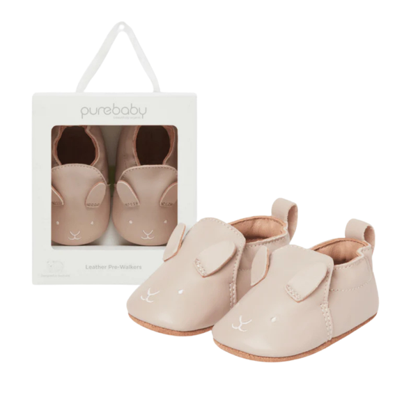 Pure Baby Blush Bunny Leather Pull-on Shoes