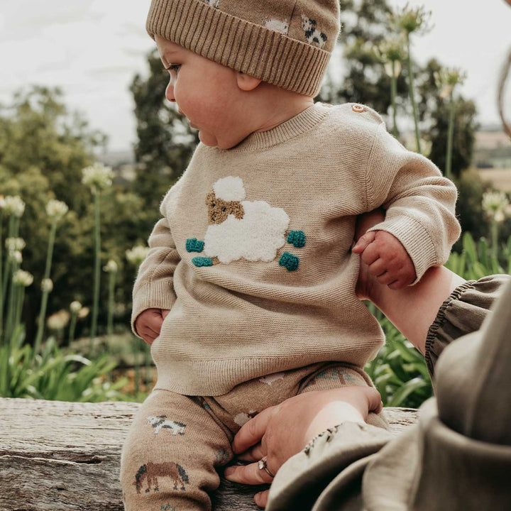 Pure Baby Jacquard On The Farm Leggings - Baby Gifts Australia