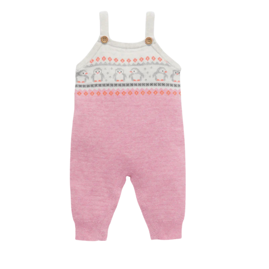 Pure Baby Penguin Knitted Overalls