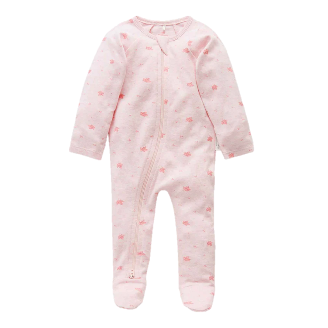Pure Baby Pink Leaf Baby Growsuit