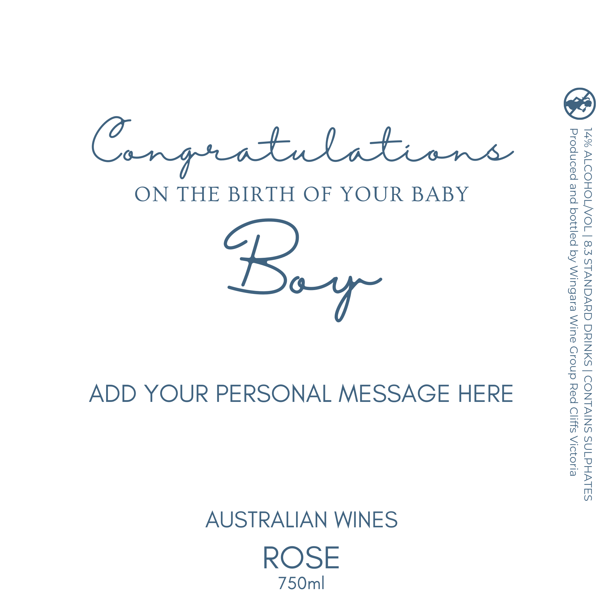 Baby boy Rose Wine Label