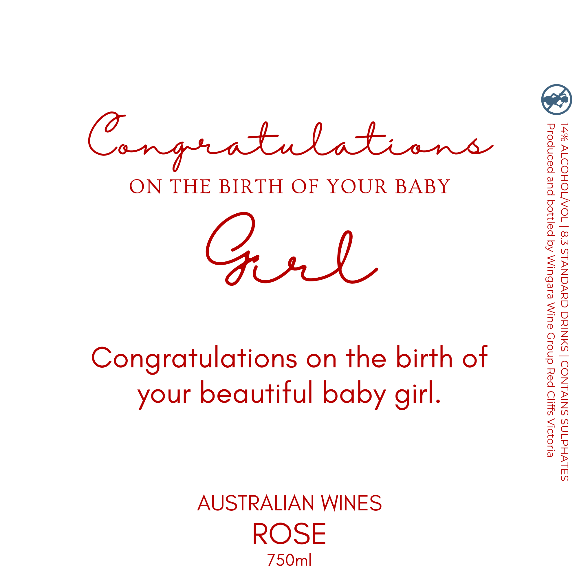 baby girl Rose Wine Label