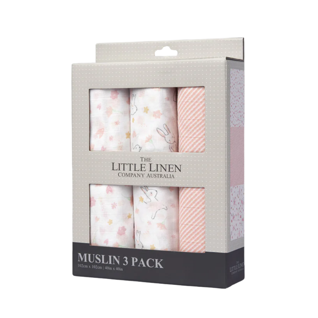 TLLC Muslin 3Pk Prints - Ballerina Bunny