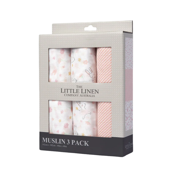 TLLC Muslin 3Pk Prints - Ballerina Bunny