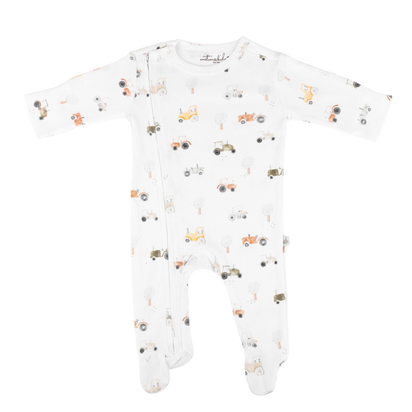 Tractor Organic Cotton Zip Outfit with Feet