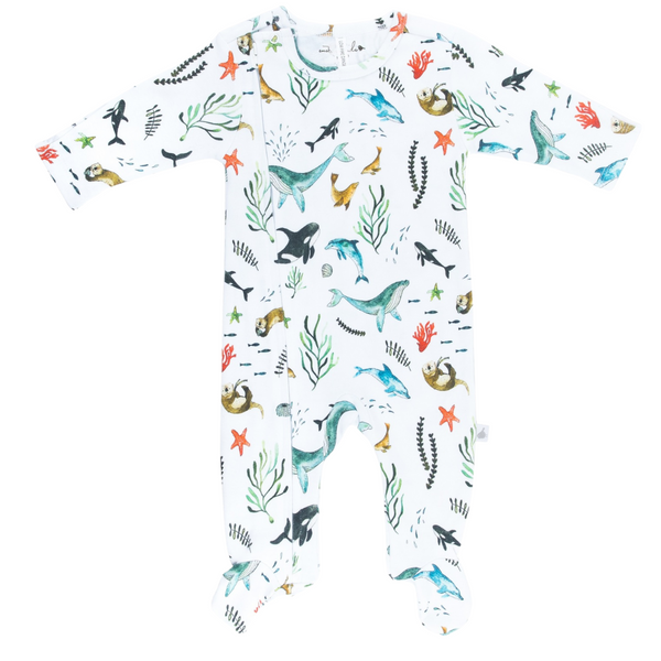 Under the Sea Organic Cotton Zip Footed Outfit
