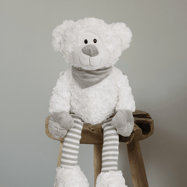 Plush White with Striped Legs Teddy - Baby Gifts Australia