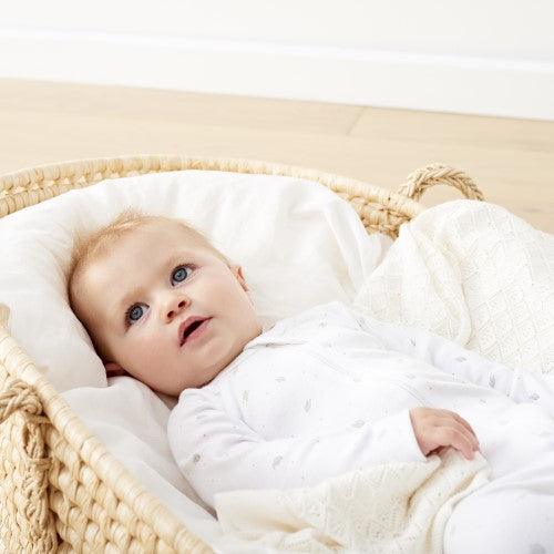 Pure Baby Essentials Pale Grey Leaf Zip Growsuit - Baby Gifts Australia