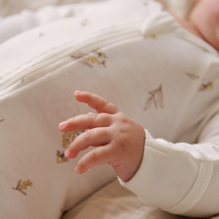 Pure Baby Essentials Vanilla Wattle Bee Short Zip Growsuit - Baby Gifts Australia