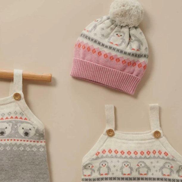 Pure Baby Penguin Fair Isle Knit Beanie - Baby Gifts Australia