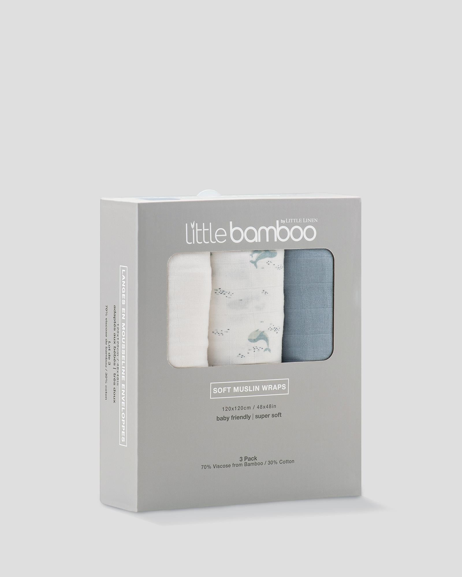 Retro Blue Bamboo Muslin Swaddle Wraps for Baby
